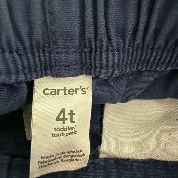 Carters Boys Navy Blue Cargo Shorts Elastic waist with Drawstring Size 4T - Picture 3 of 3